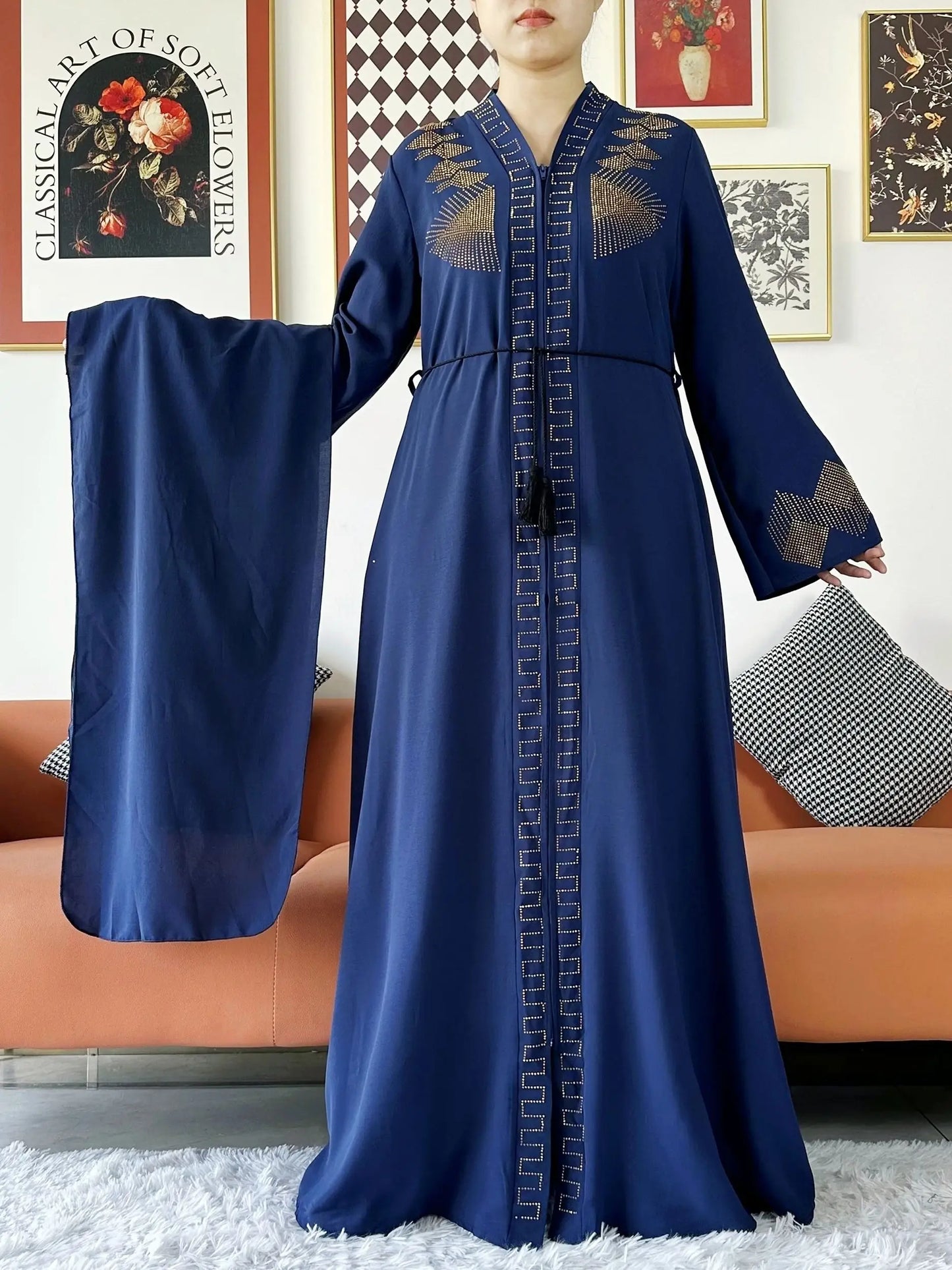 Women Elegant Dress Open Abaya