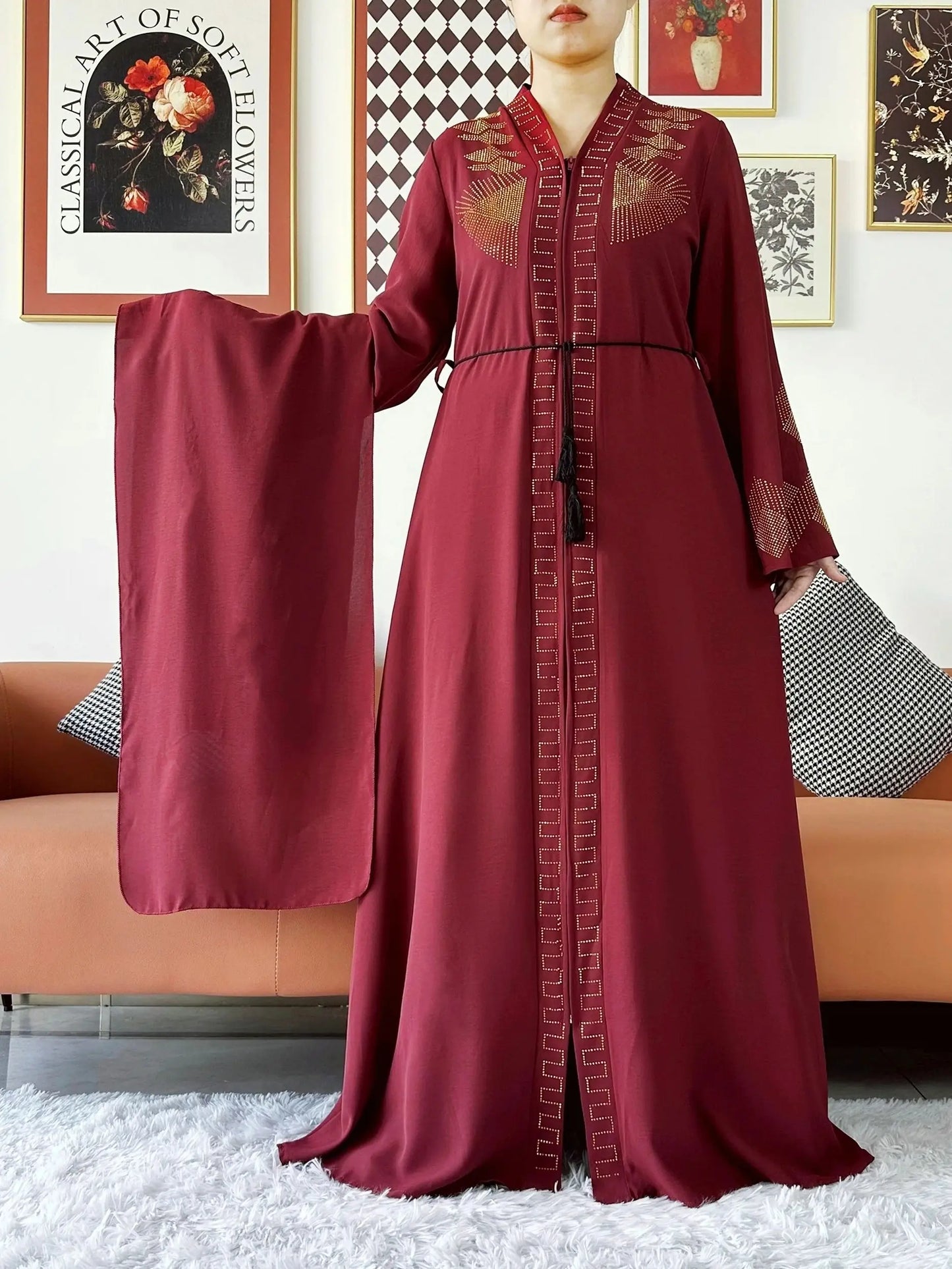 Women Elegant Dress Open Abaya