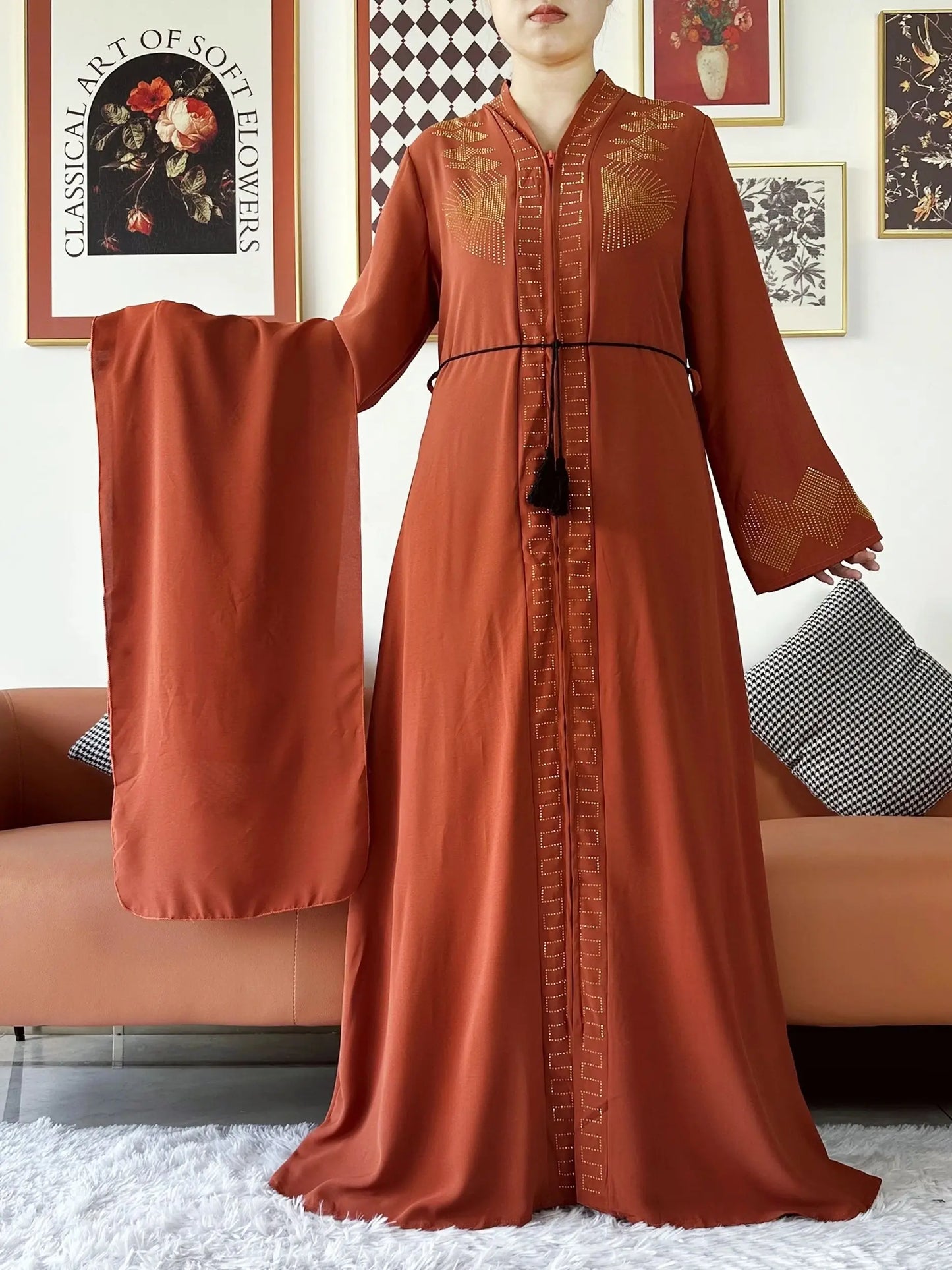 Women Elegant Dress Open Abaya