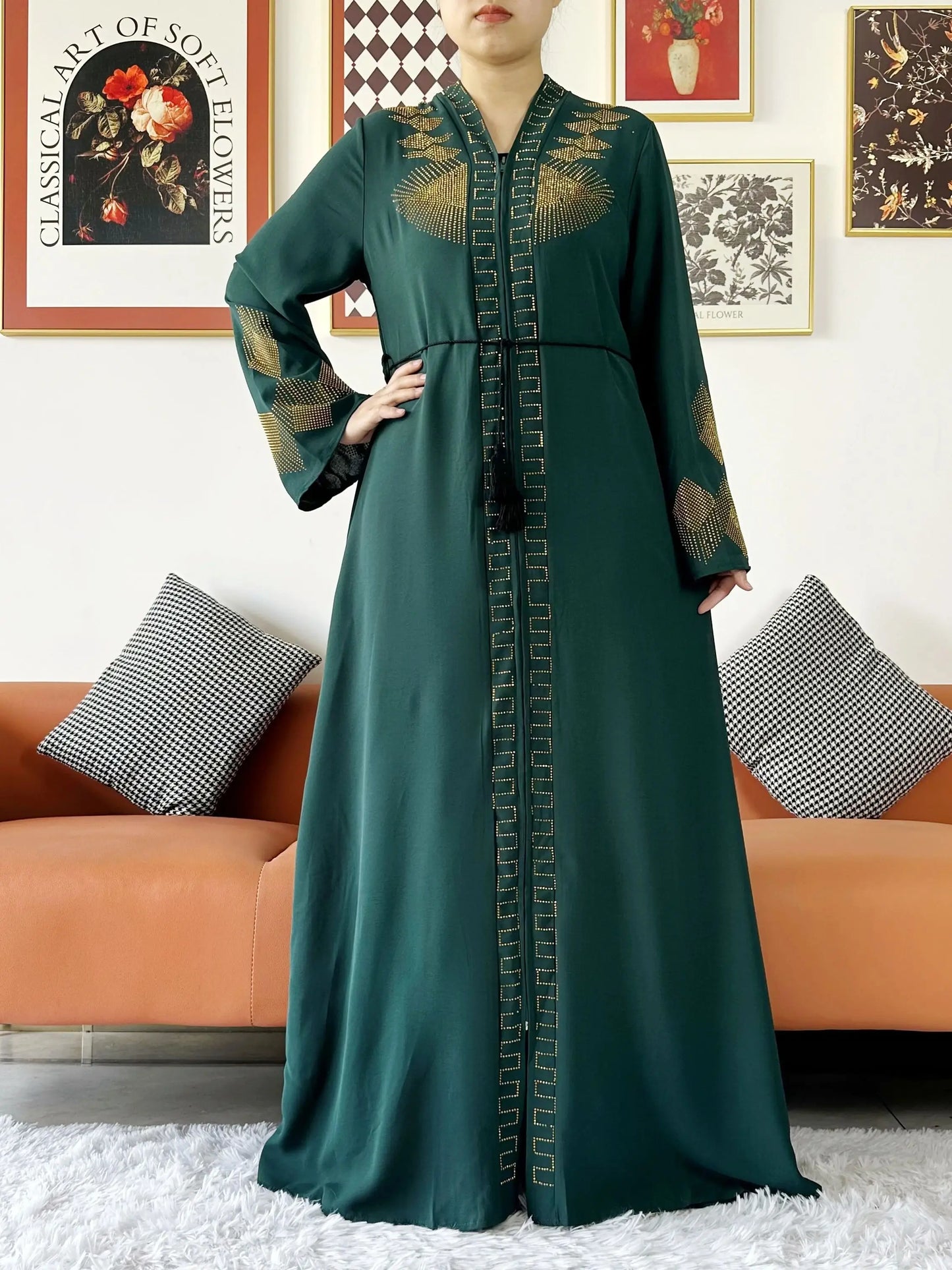 Women Elegant Dress Open Abaya