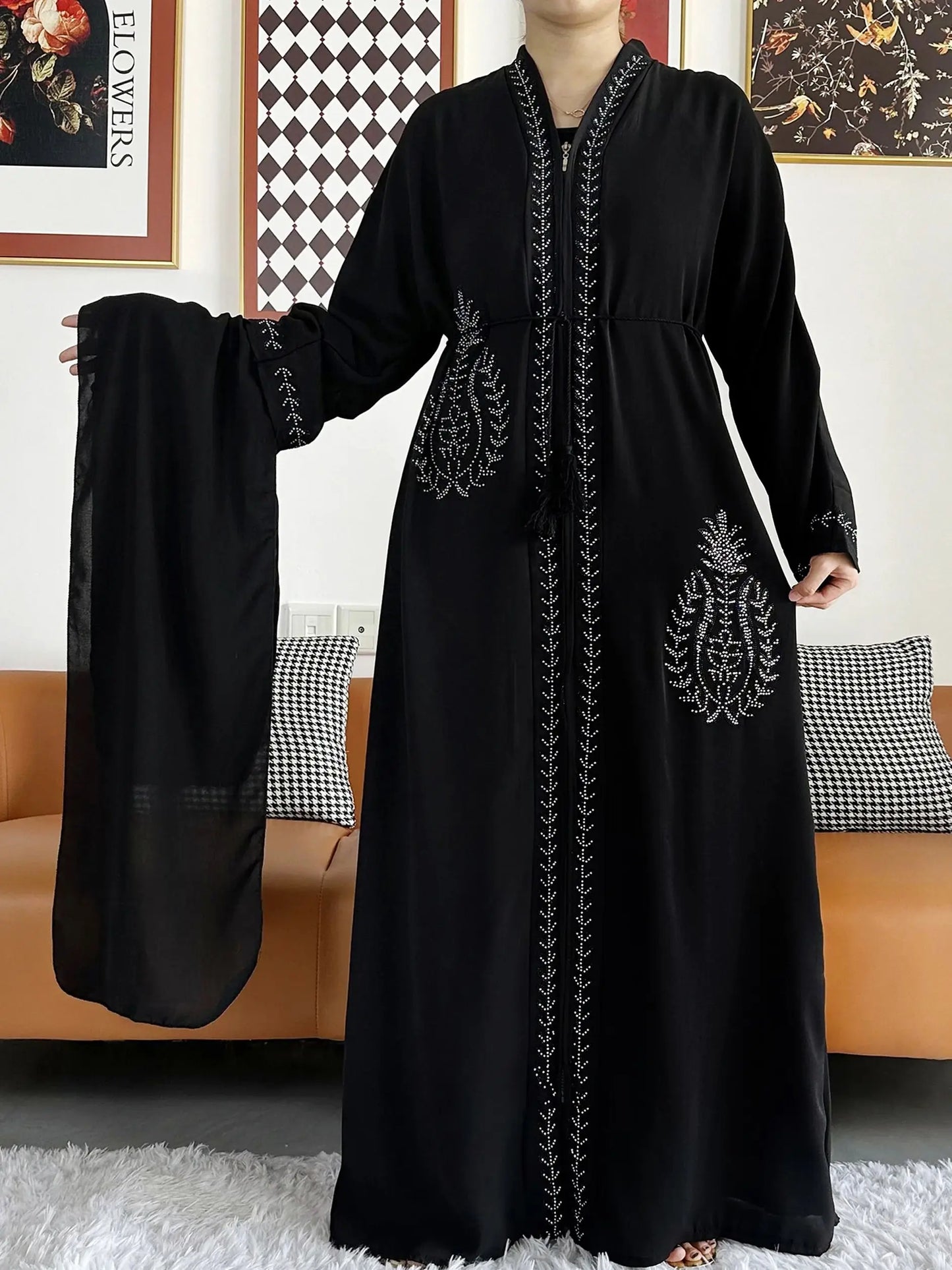 Women Elegant Dress Open Abaya