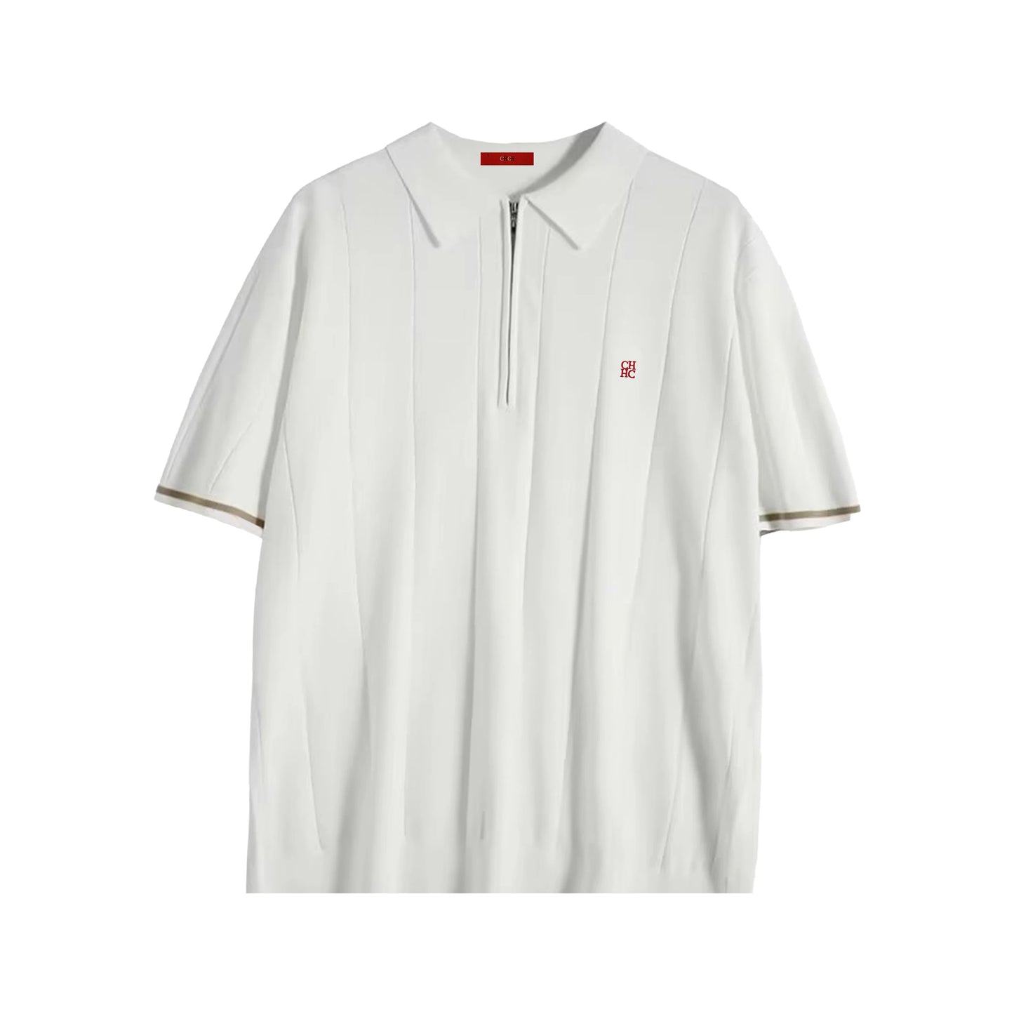 Summer Ribbed Knit Polo Shirt for Men