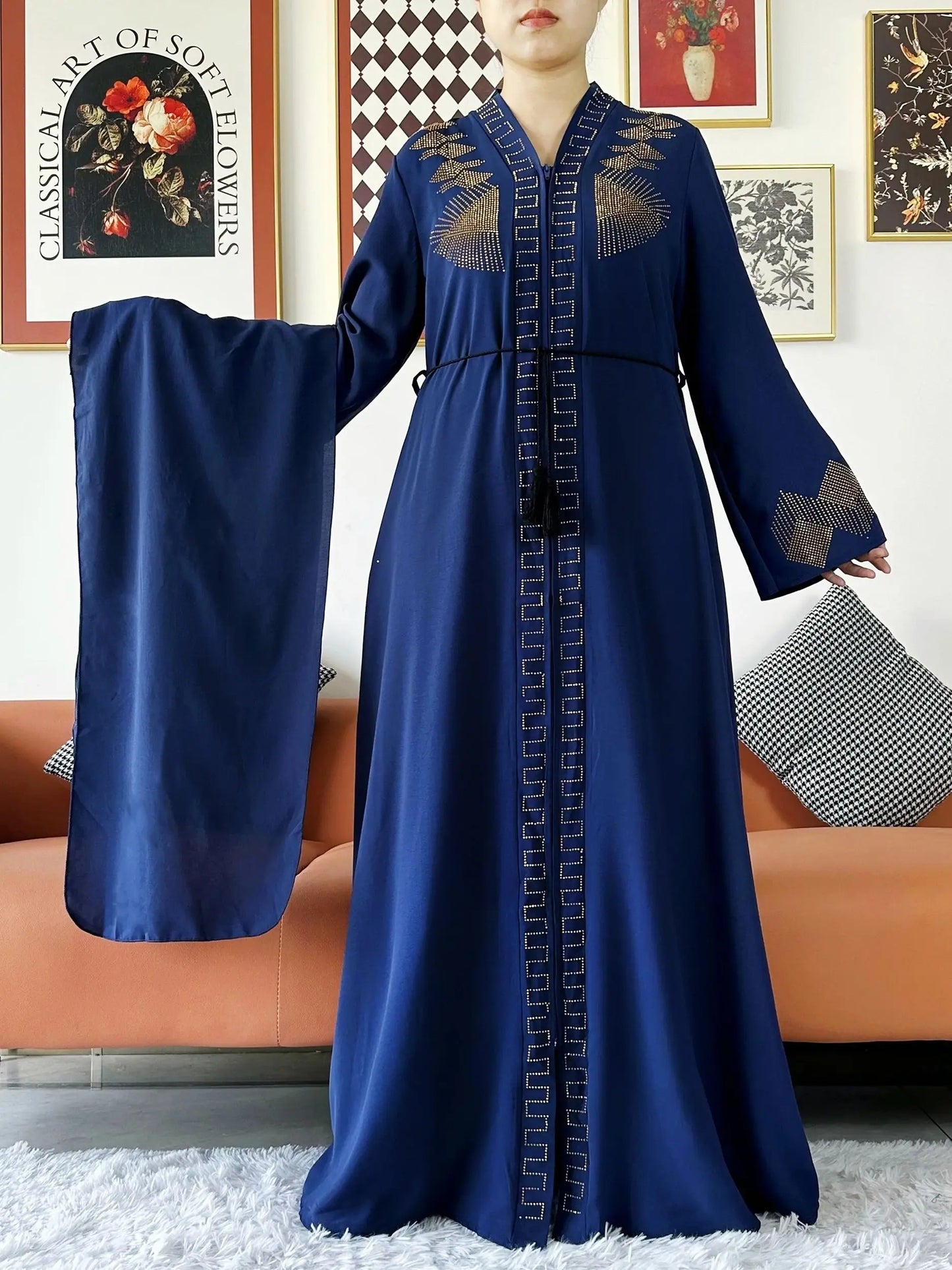 Women Elegant Dress Open Abaya