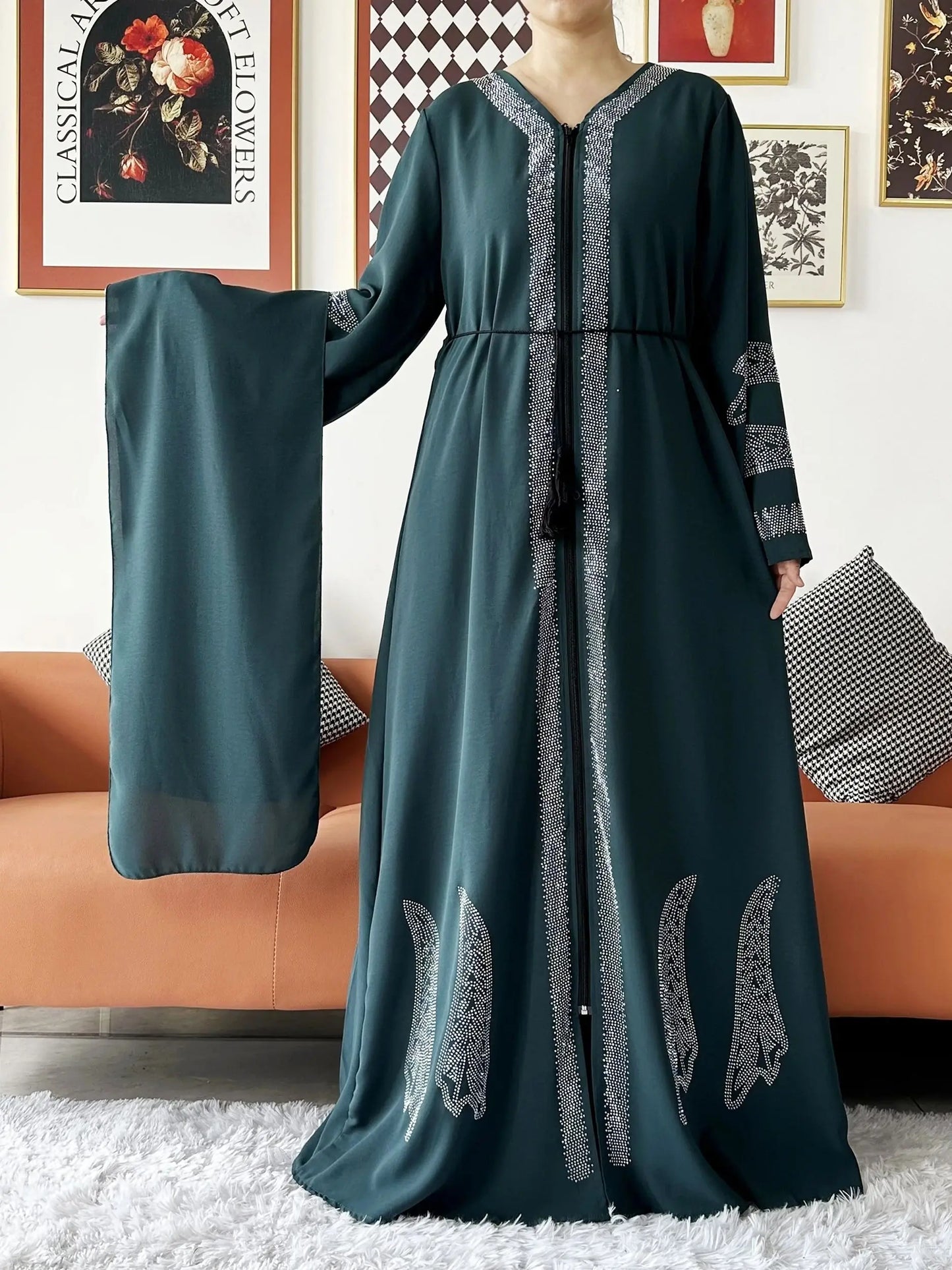 Women Elegant Dress Open Abaya