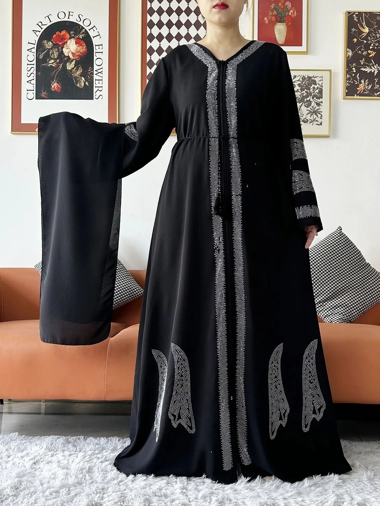 Women Elegant Dress Open Abaya