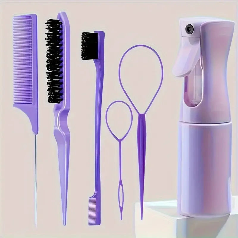6pcs/Set Hair Brush Set Hairdressing Spray Bottle
