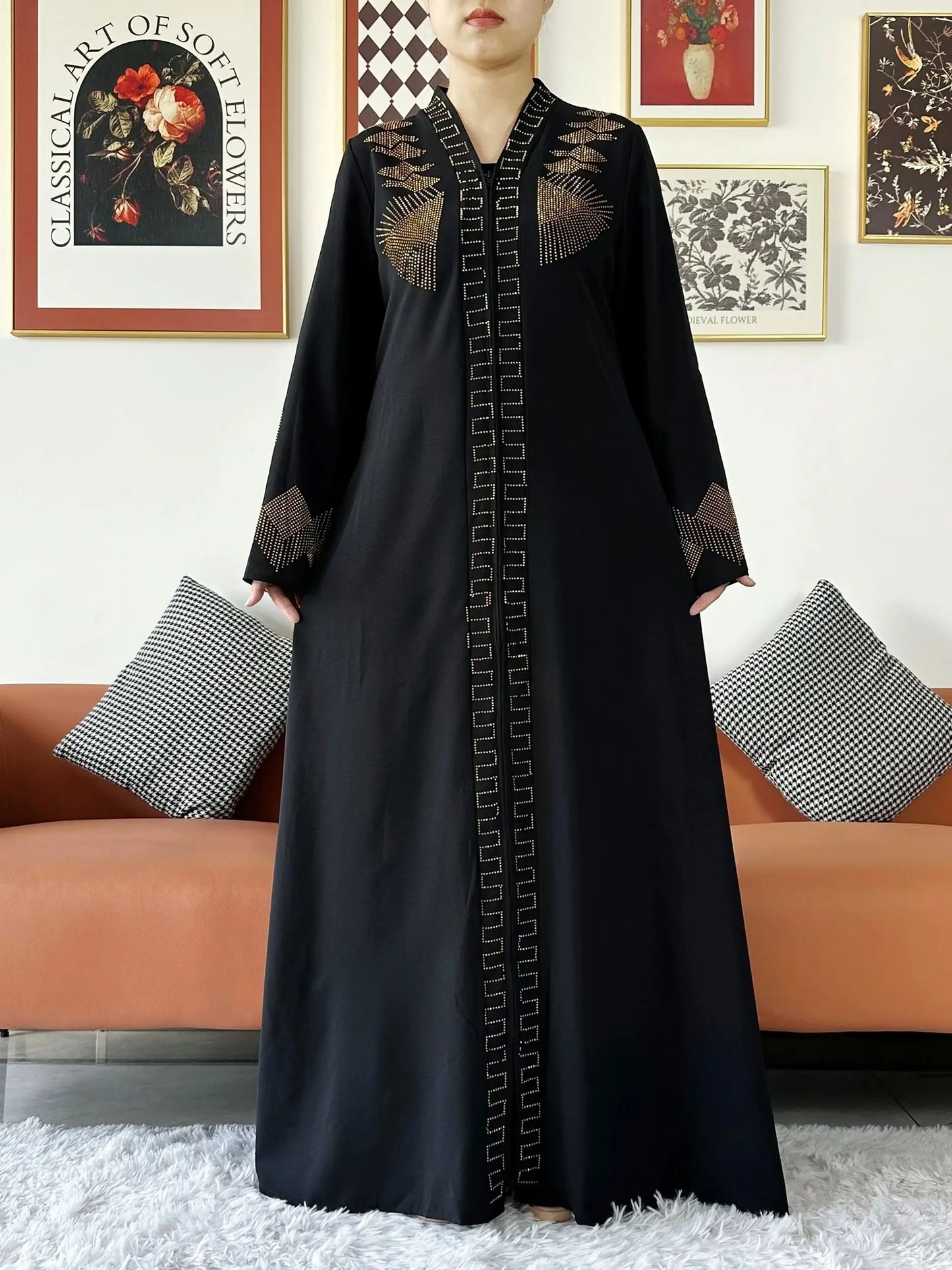 Women Elegant Dress Open Abaya