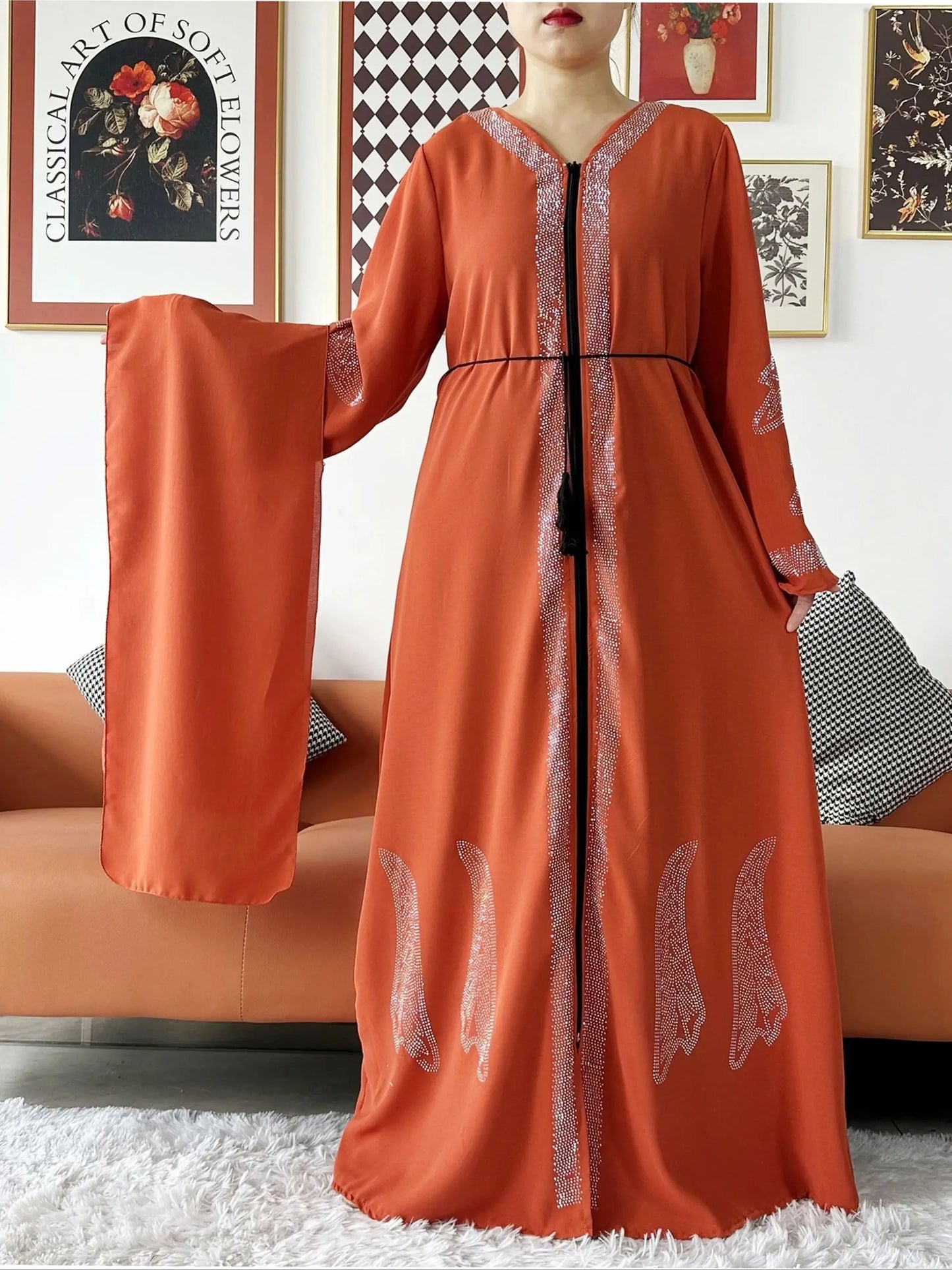 Women Elegant Dress Open Abaya