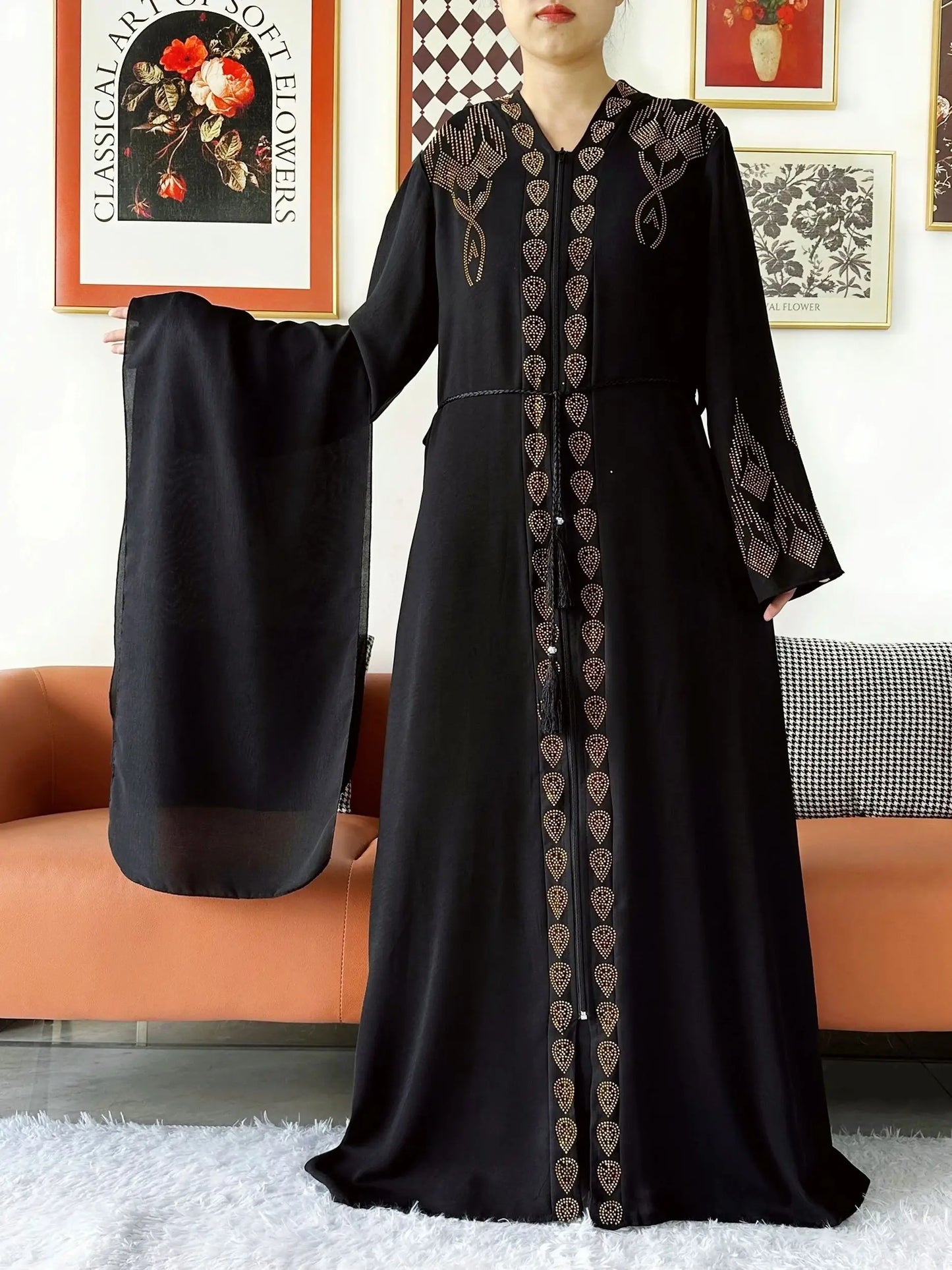 Women Elegant Dress Open Abaya