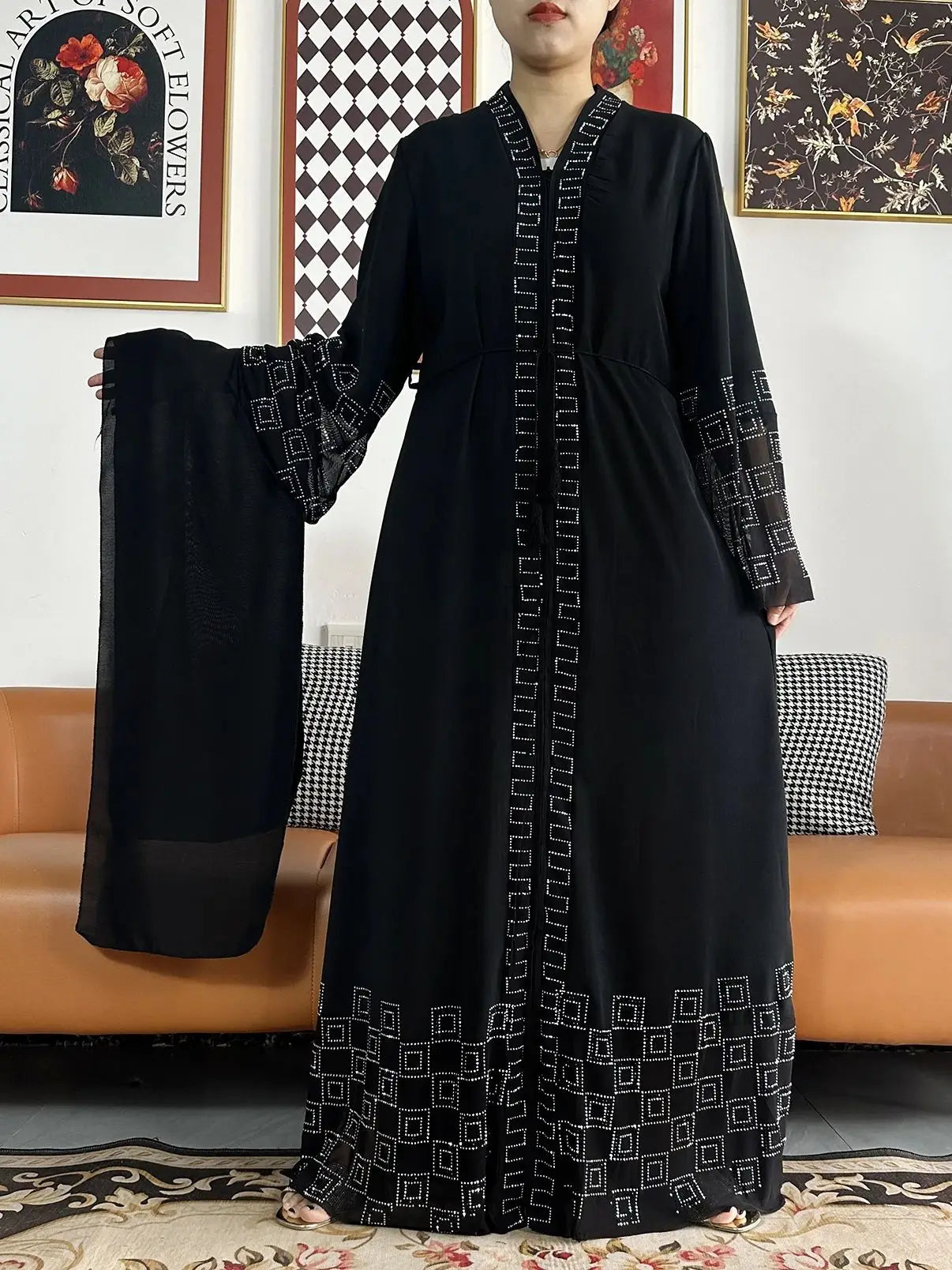 Women Elegant Dress Open Abaya