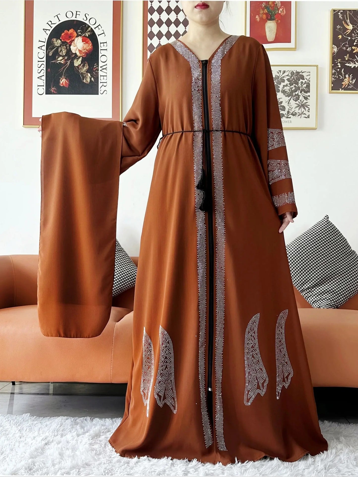 Women Elegant Dress Open Abaya