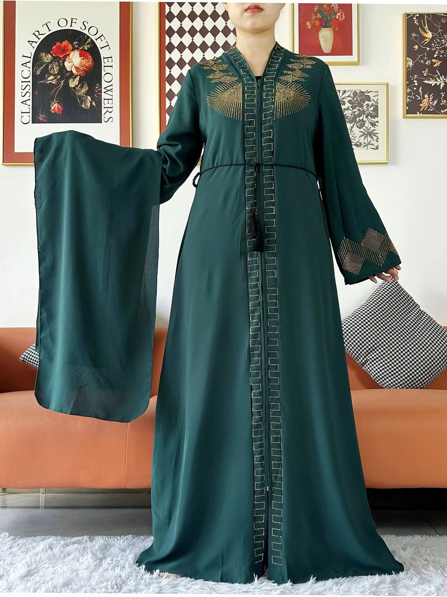 Women Elegant Dress Open Abaya