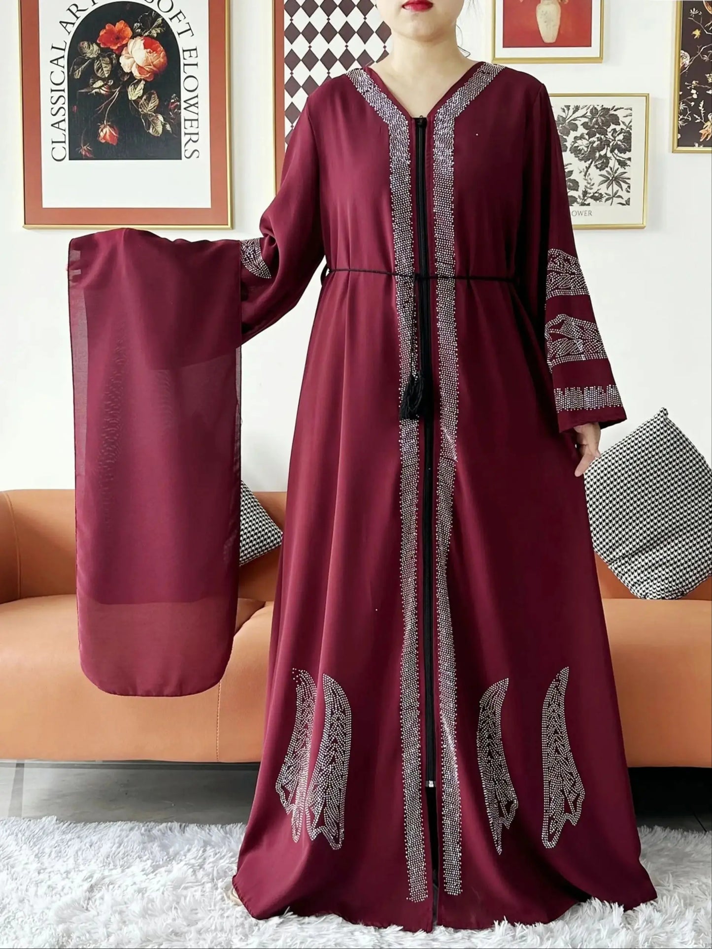 Women Elegant Dress Open Abaya