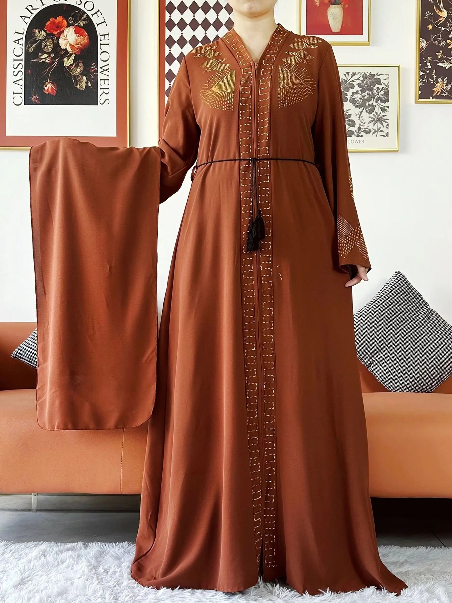 Women Elegant Dress Open Abaya