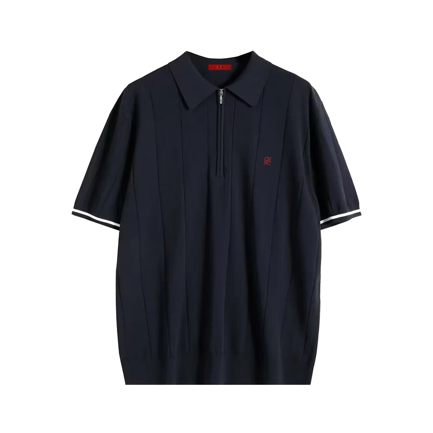 Summer Ribbed Knit Polo Shirt for Men