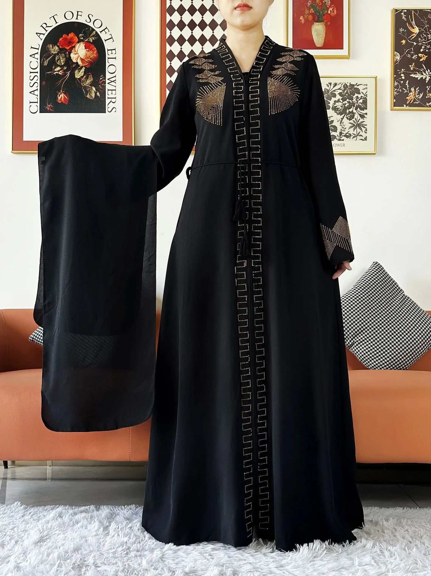 Women Elegant Dress Open Abaya