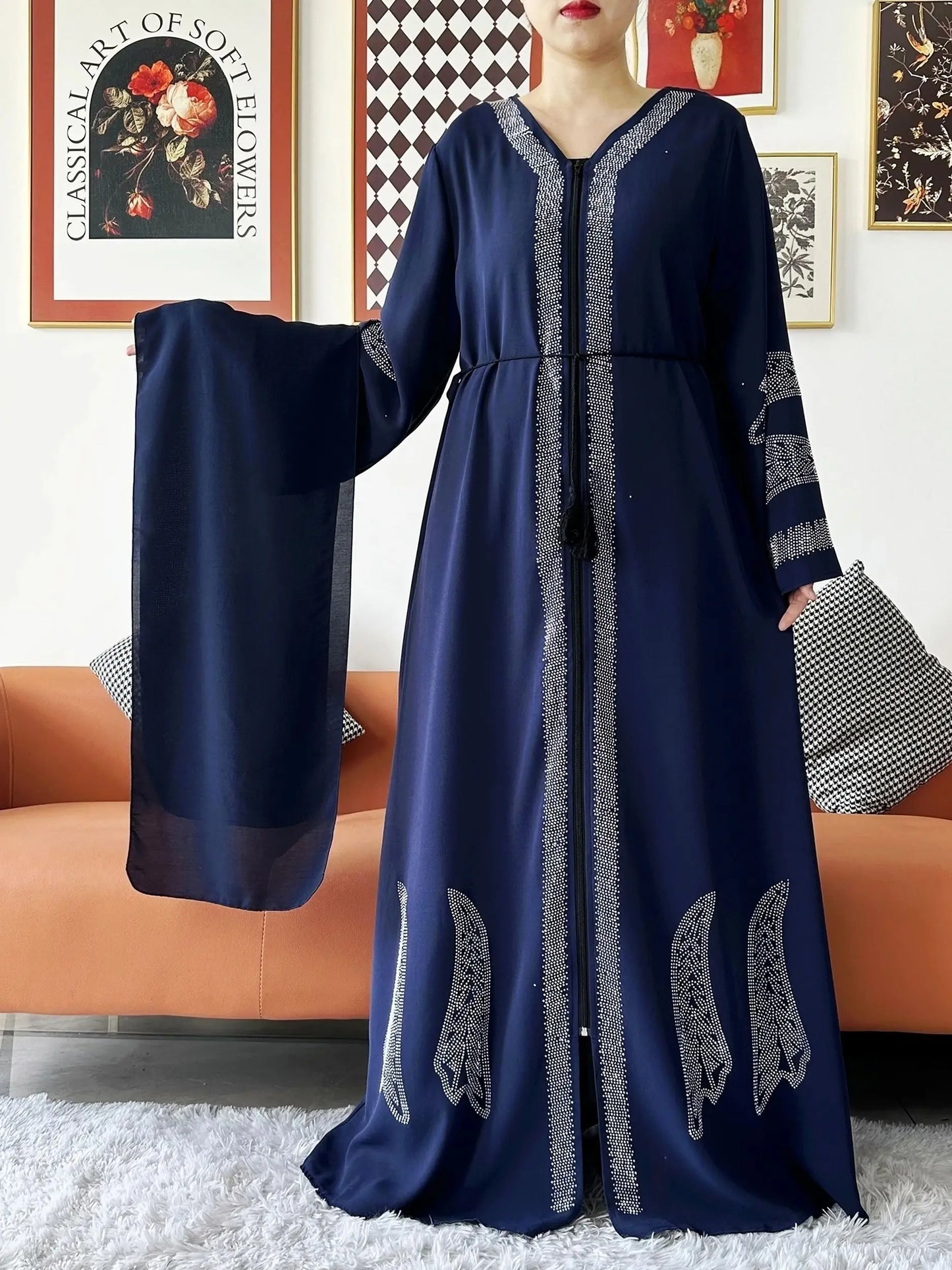Women Elegant Dress Open Abaya
