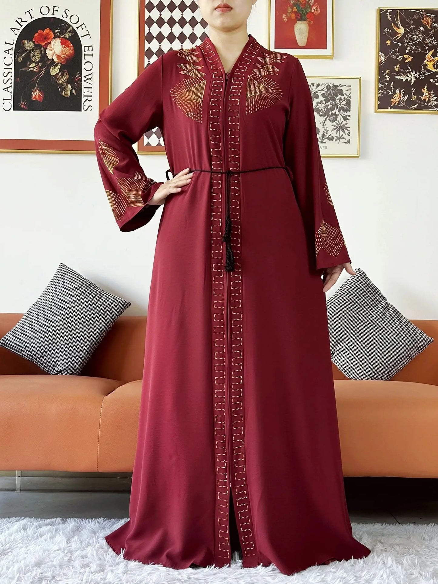 Women Elegant Dress Open Abaya