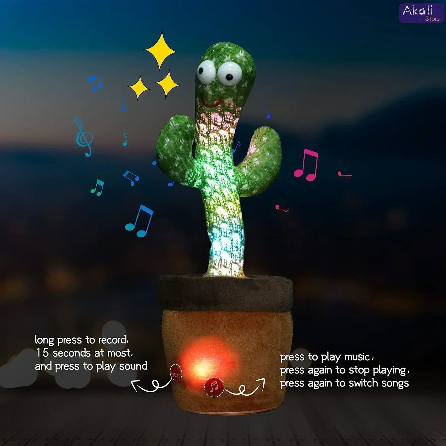 Talking Cactus Toy with LED 120 English Songs Singing Musical
