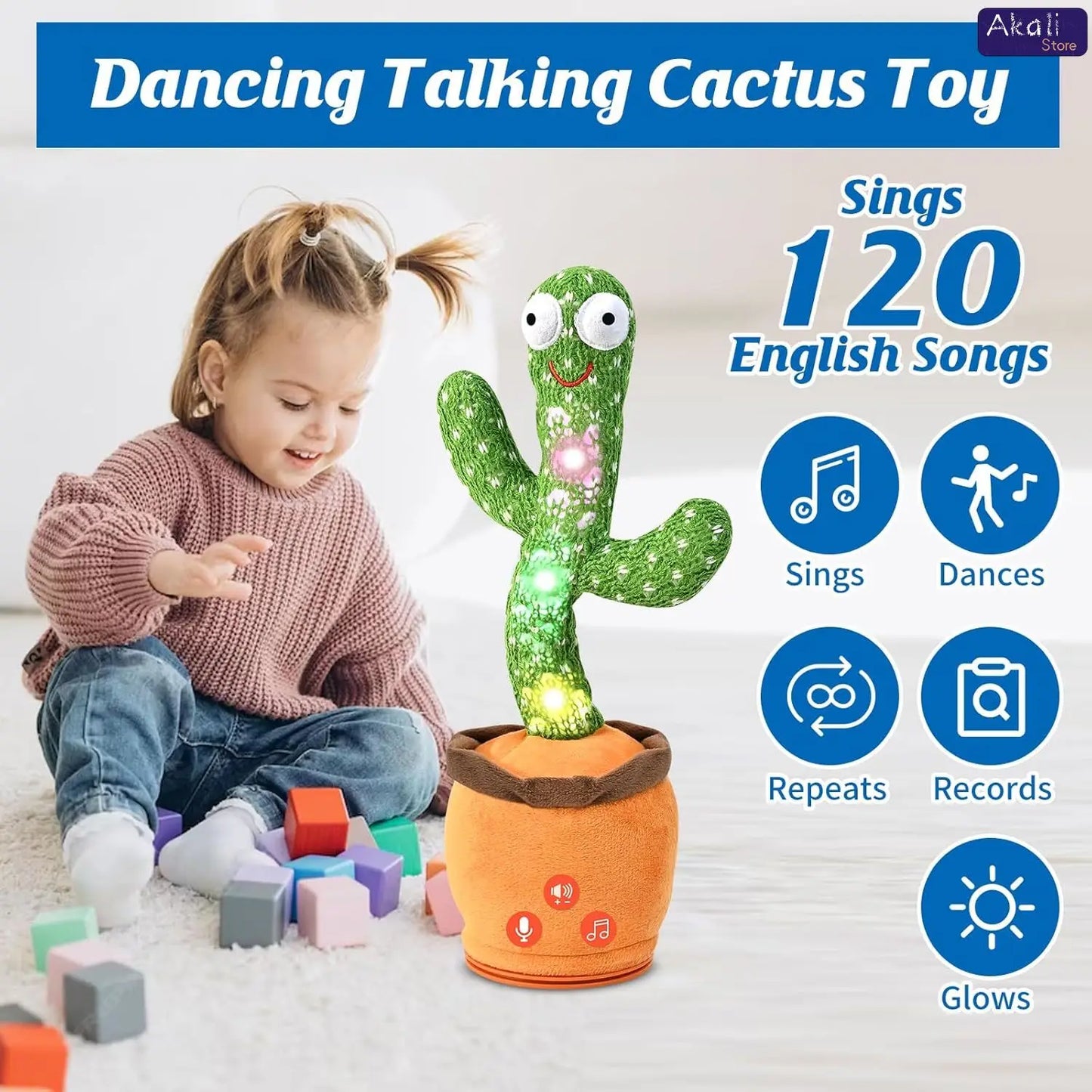 Talking Cactus Toy with LED 120 English Songs Singing Musical