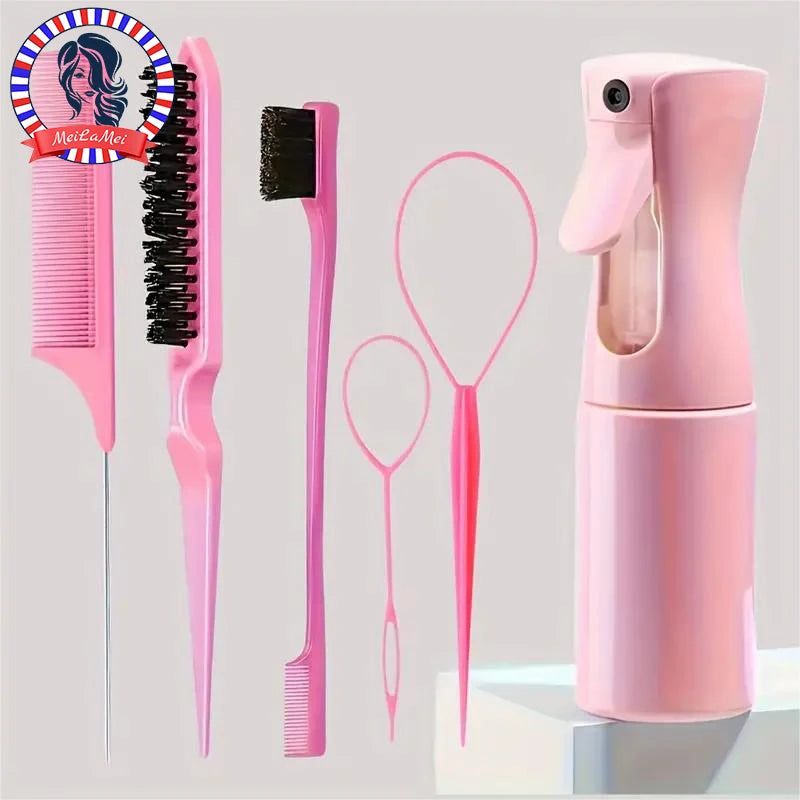 6pcs/Set Hair Brush Set Hairdressing Spray Bottle