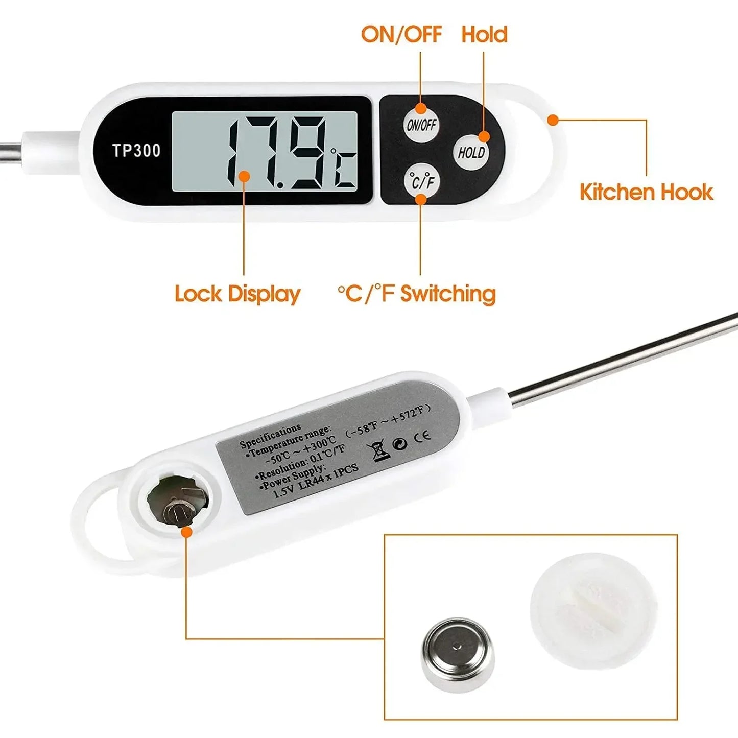 Stainless Steel Probe Type Household Food Thermometer