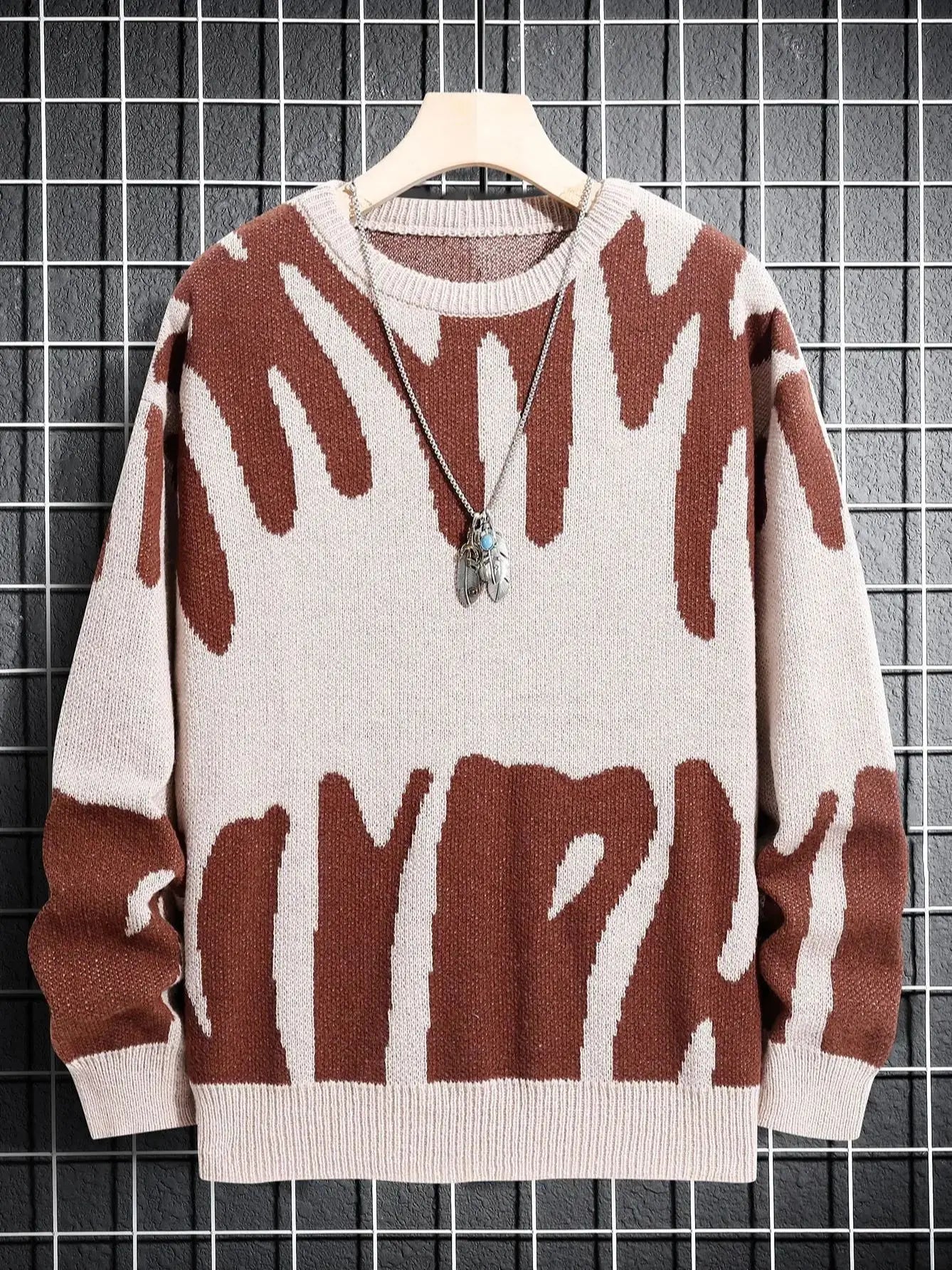 Autumn Winter Jacquard Pattern Pullover Sweater