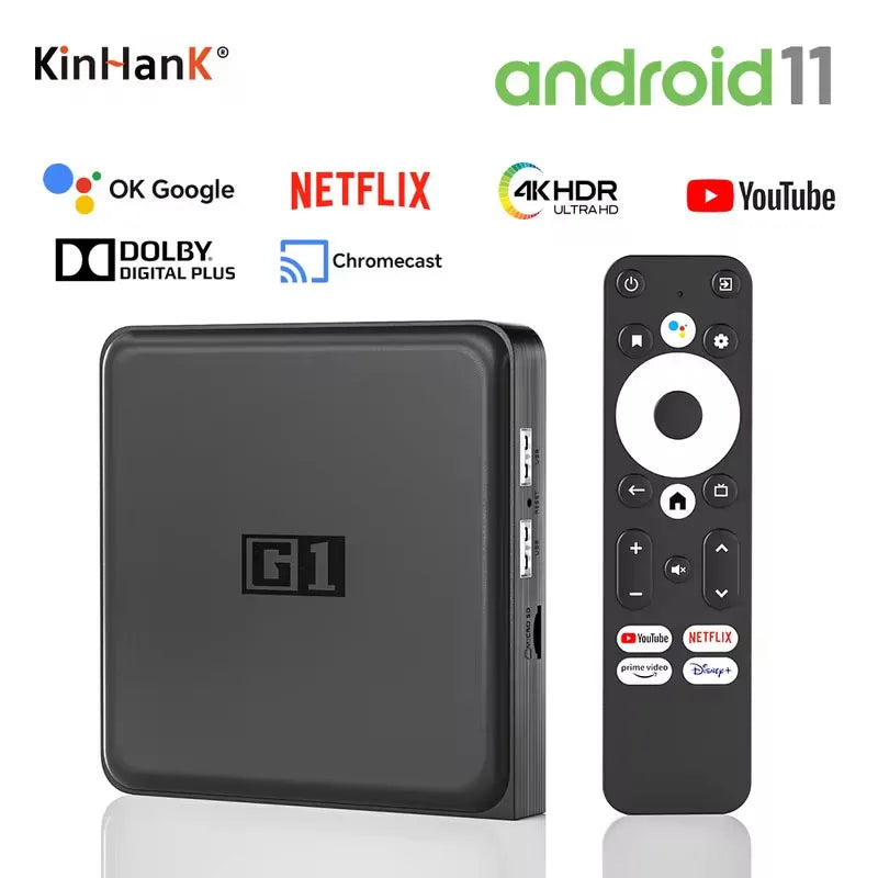 G1 Android TV Box With Netflix 4K Ultra HD Google Certified Dolby Vision HDR10+  4G 32G WiFi6 Streaming Media Device