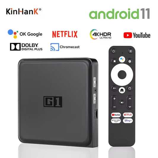 G1 Android TV Box With Netflix 4K Ultra HD Google Certified Dolby Vision HDR10+  4G 32G WiFi6 Streaming Media Device