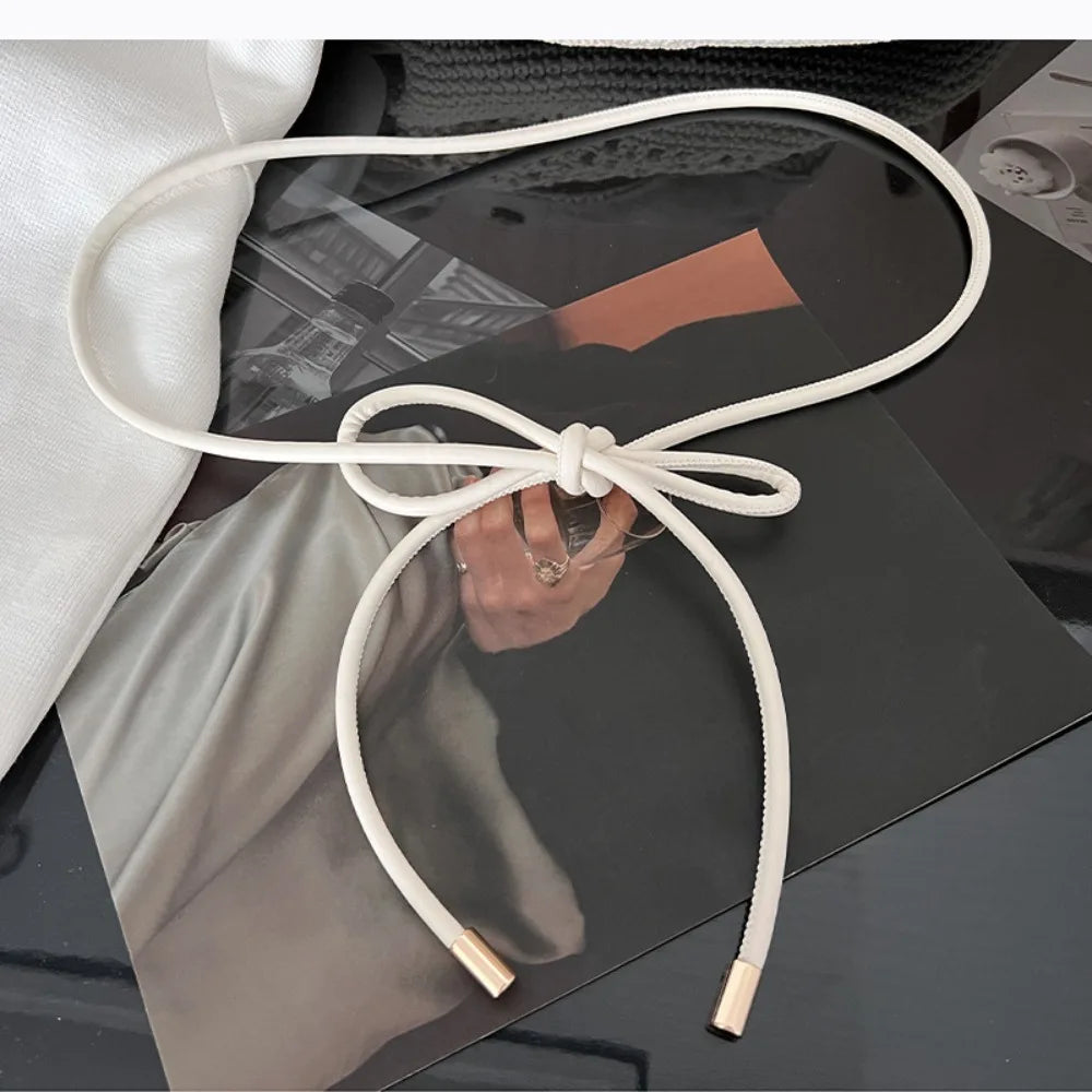 Round Leather Rope Thin Belt