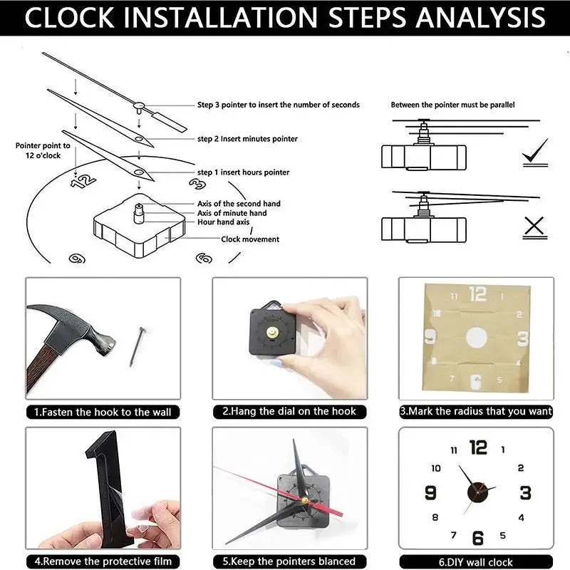 DIY 3D Wall Hanging Clock Wall Stickers