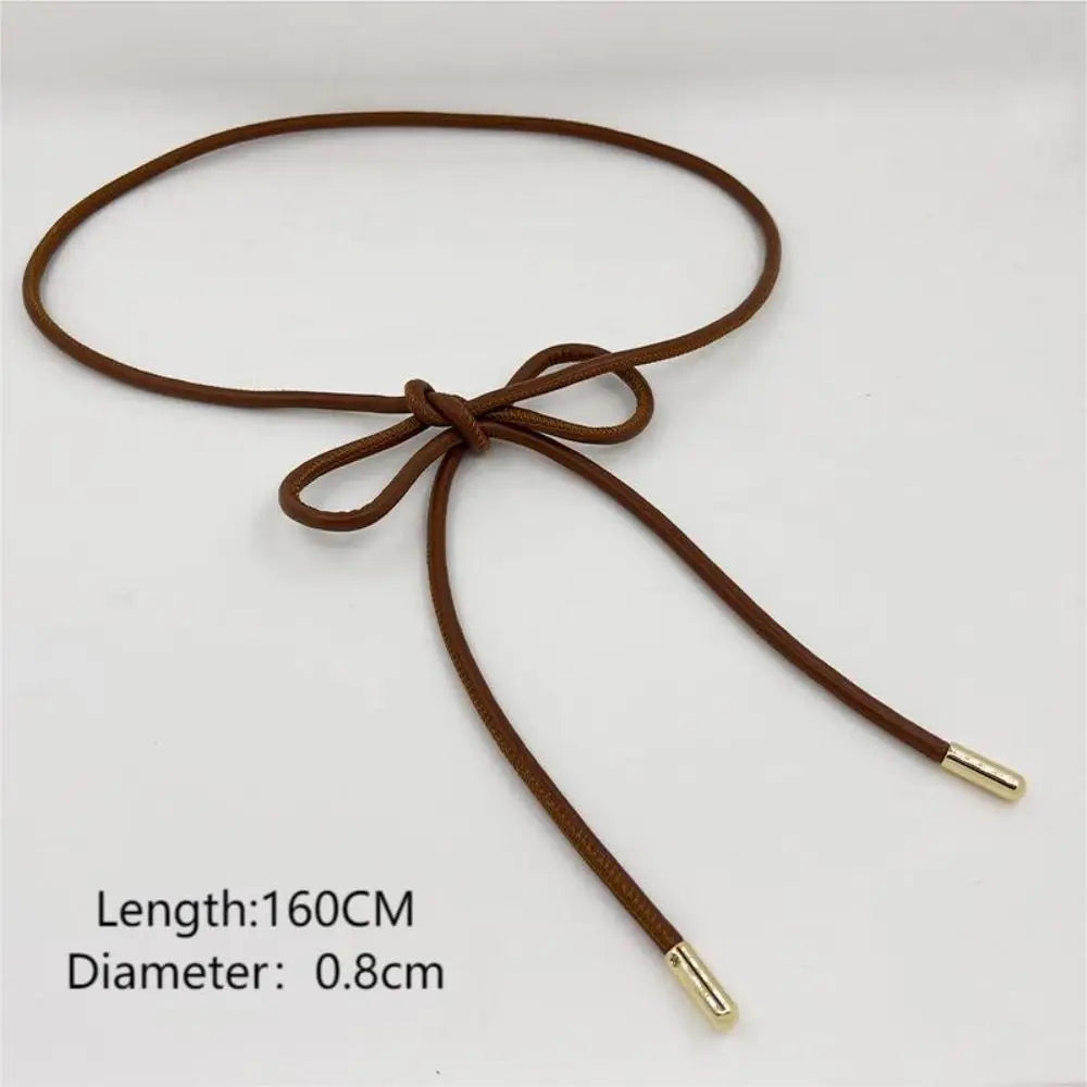 Round Leather Rope Thin Belt