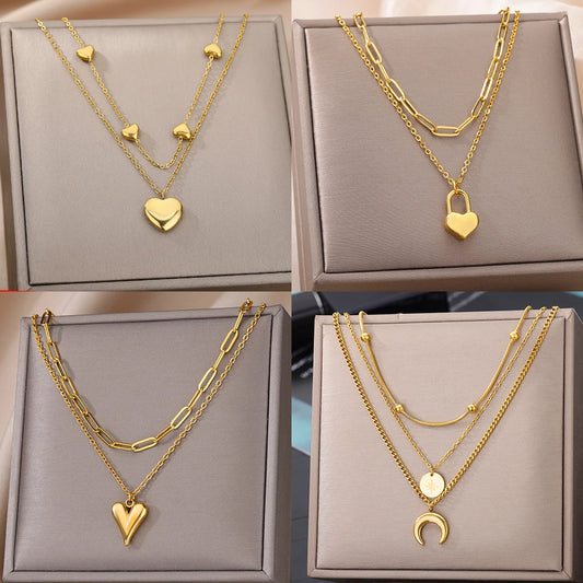 Multilayer Heart Necklace
