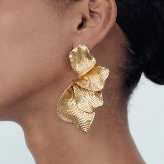 Metal Leaf Stud Earrings