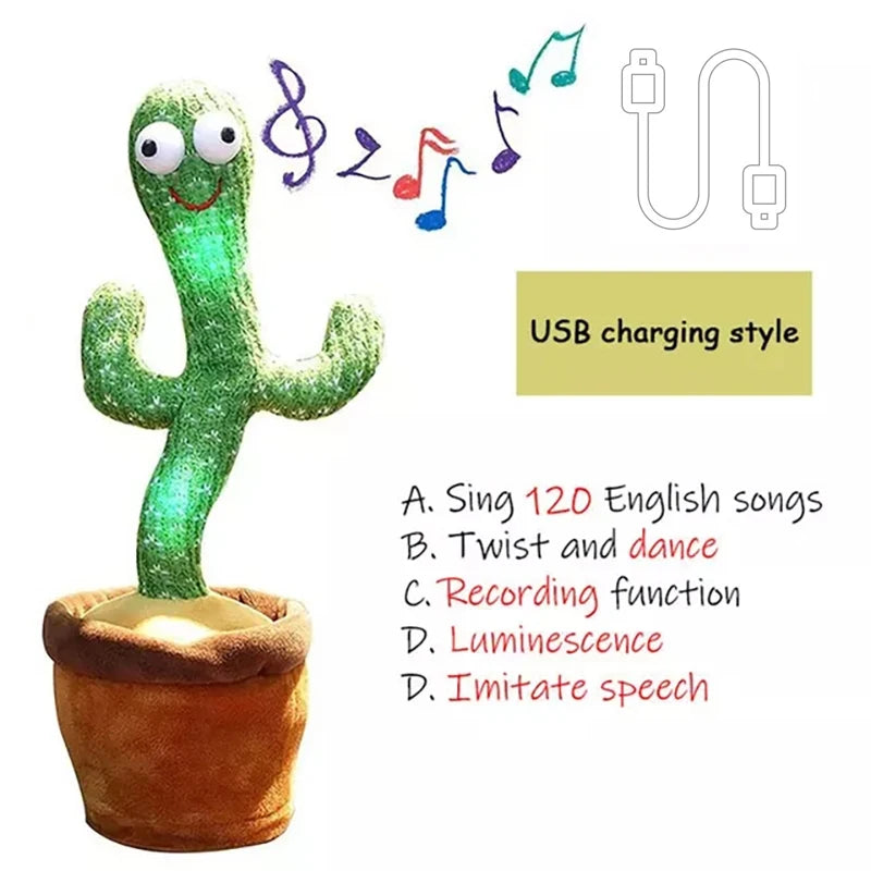 Talking Cactus Toy with LED 120 English Songs Singing Musical