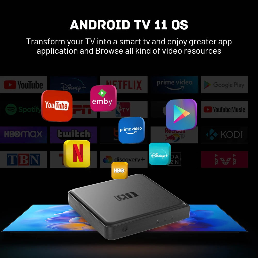 G1 Android TV Box With Netflix 4K Ultra HD Google Certified Dolby Vision HDR10+  4G 32G WiFi6 Streaming Media Device