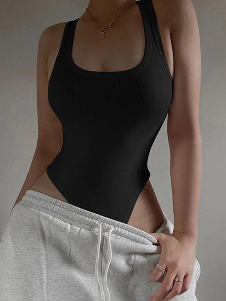 Sleeveless Knit Bodysuit Hot Summer Sexy Bodycon