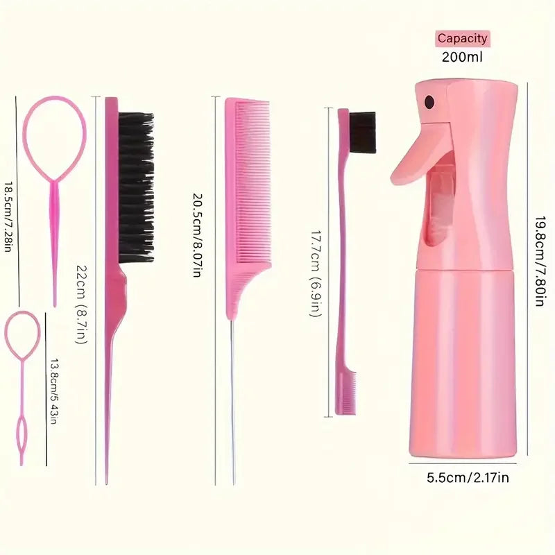 6pcs/Set Hair Brush Set Hairdressing Spray Bottle