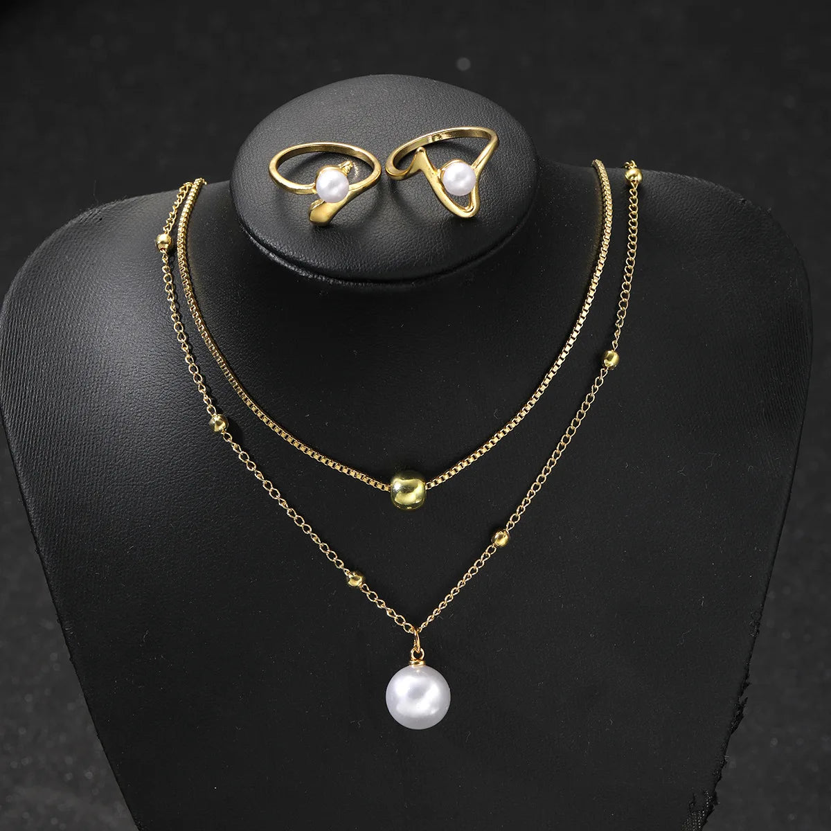Pearl Rings Earrings Necklace