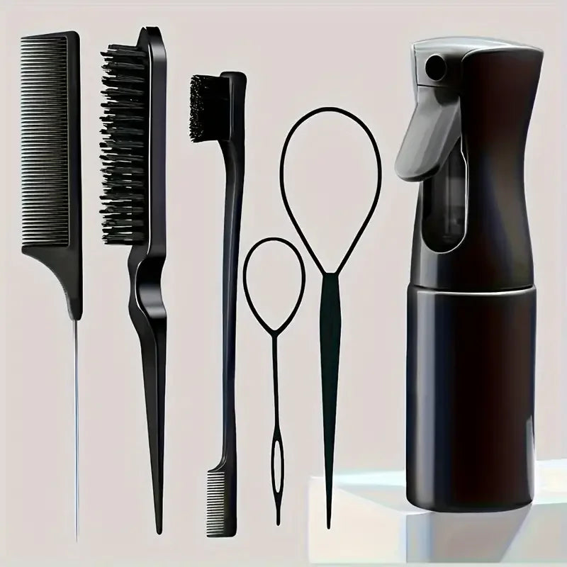 6pcs/Set Hair Brush Set Hairdressing Spray Bottle