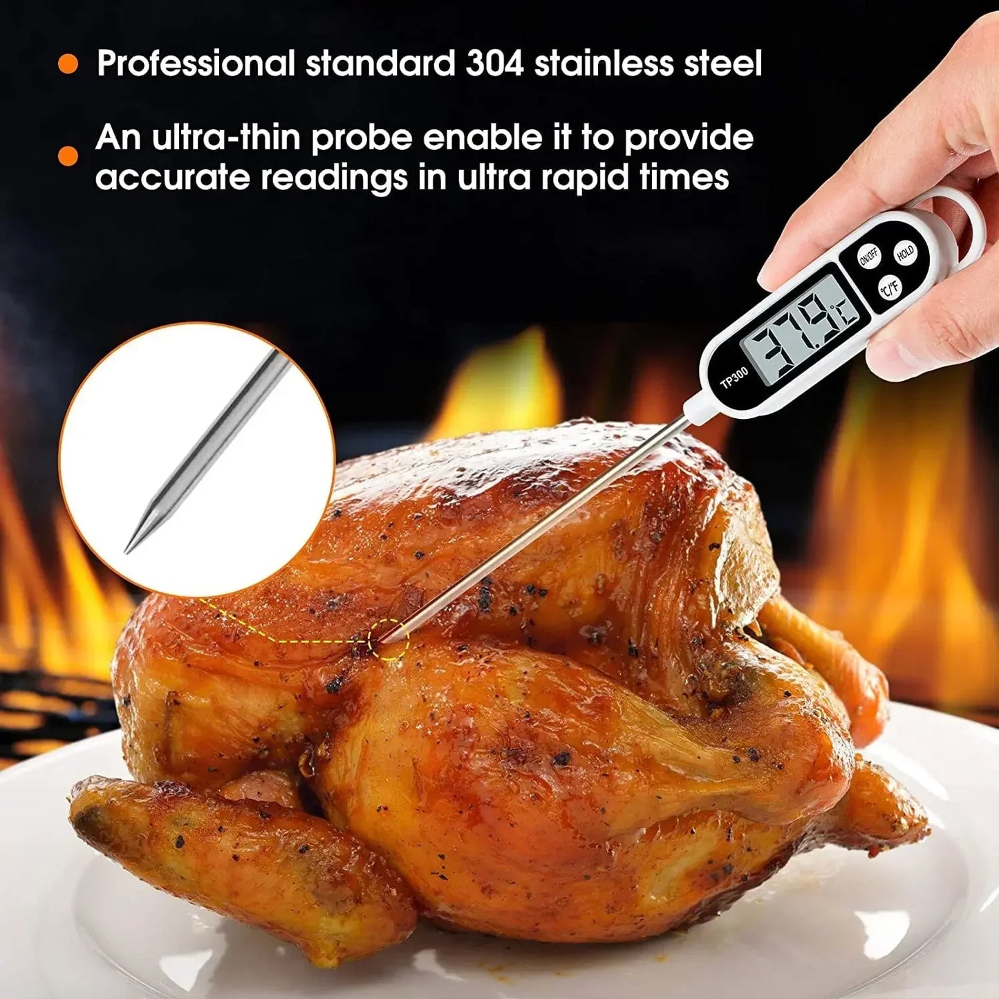 Stainless Steel Probe Type Household Food Thermometer