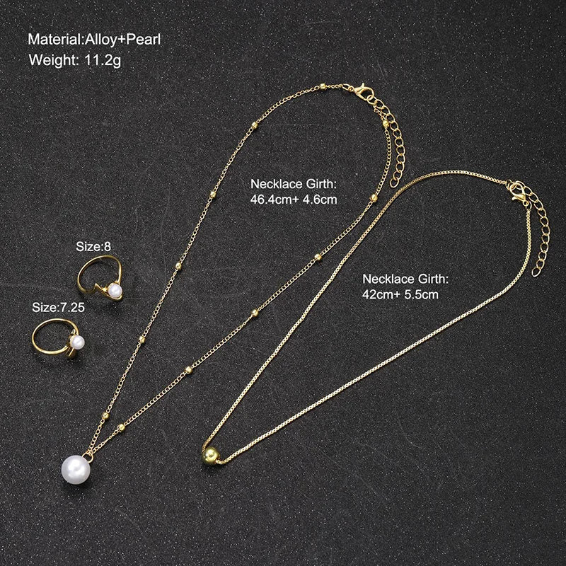 Pearl Rings Earrings Necklace