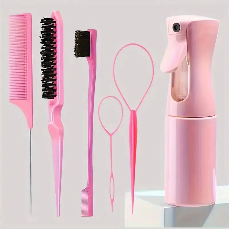 6pcs/Set Hair Brush Set Hairdressing Spray Bottle