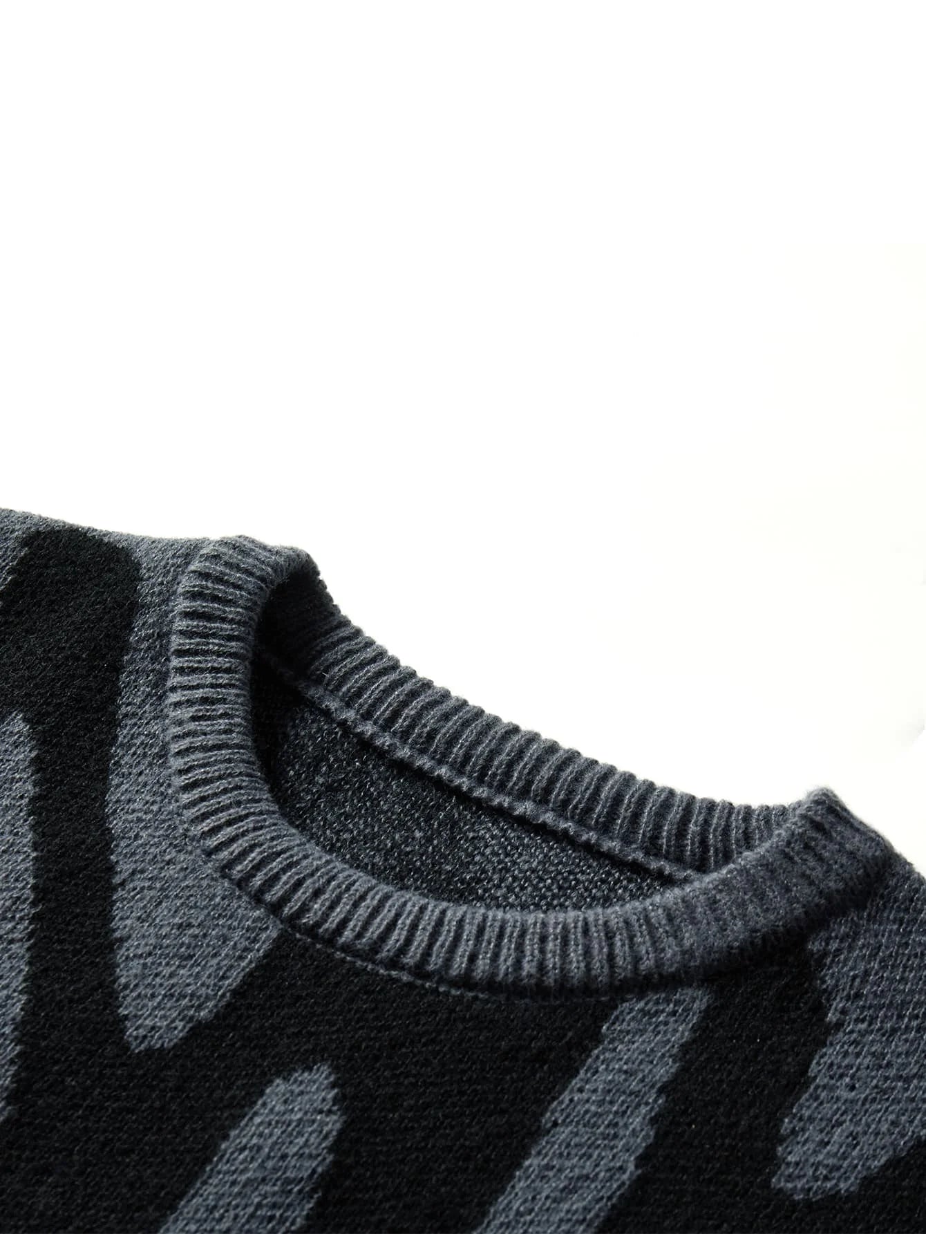 Autumn Winter Jacquard Pattern Pullover Sweater